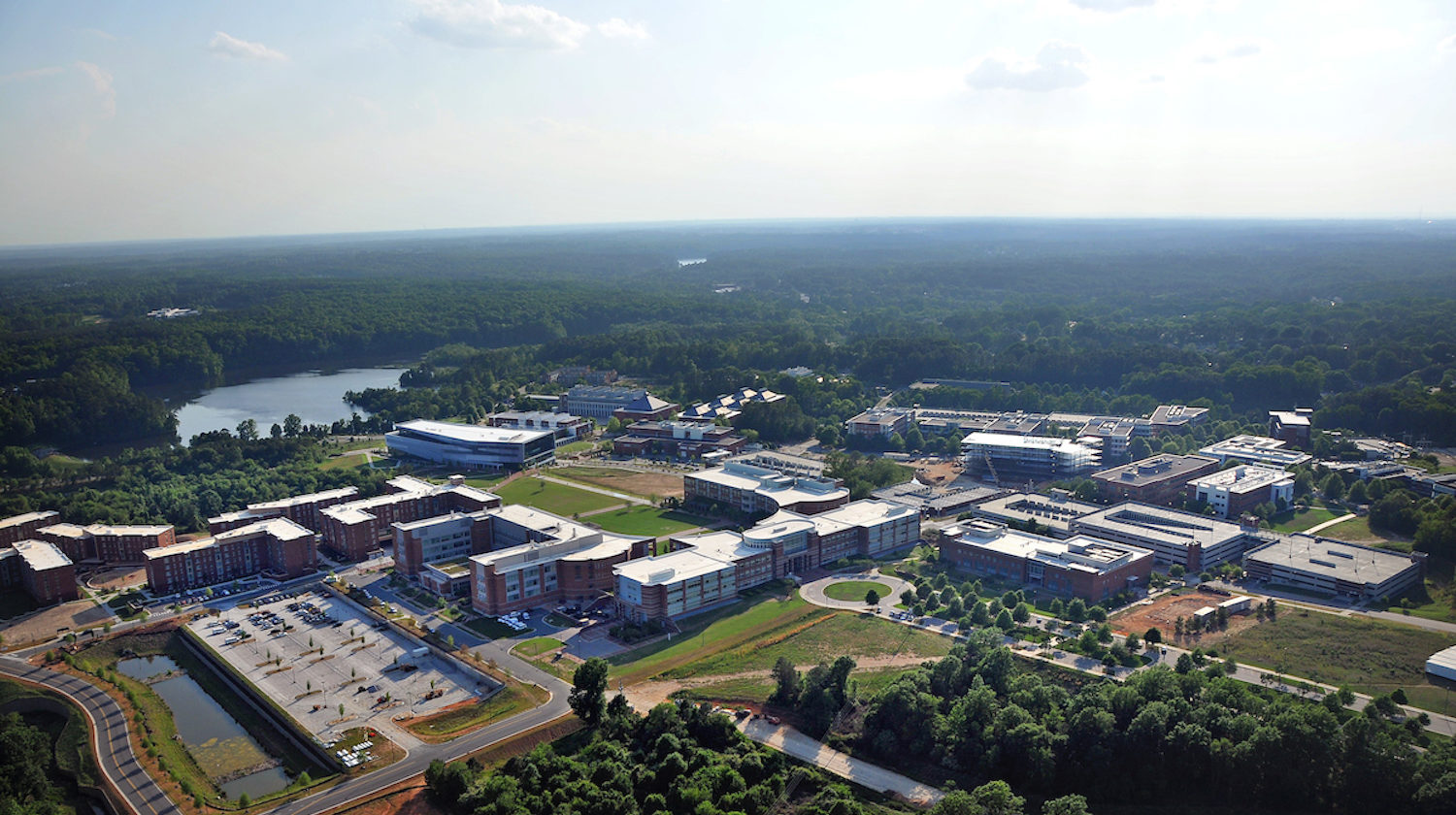Aerial shot of Centennial Campus, looking southwest.