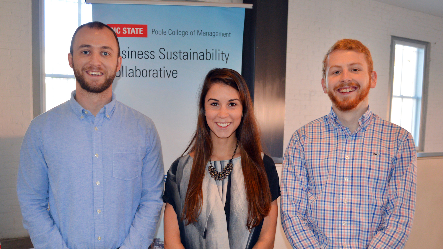 Poole College of Management Students smiling at Business Sustainability Collaborative