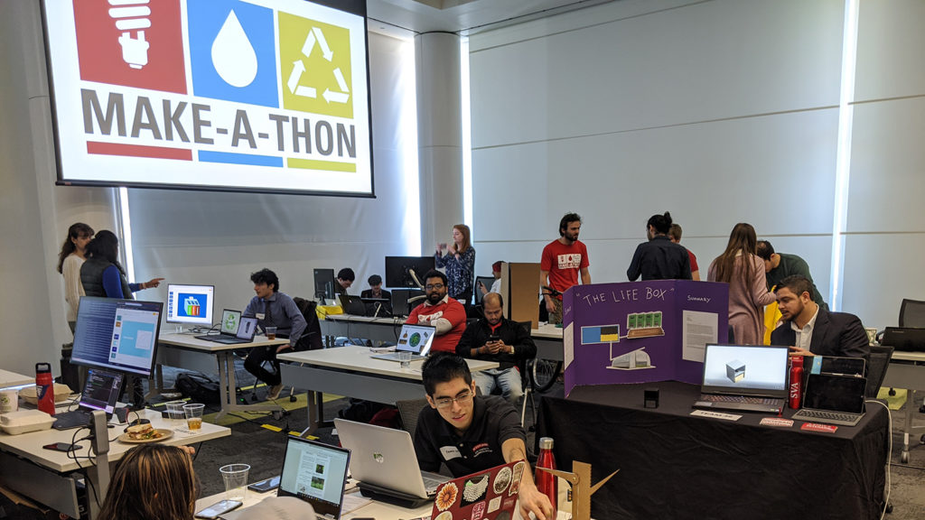 Students presenting their projects at Make-A-Thon