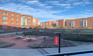 Albright Entrepreneurs Village on a summer day with a blue sky in the background