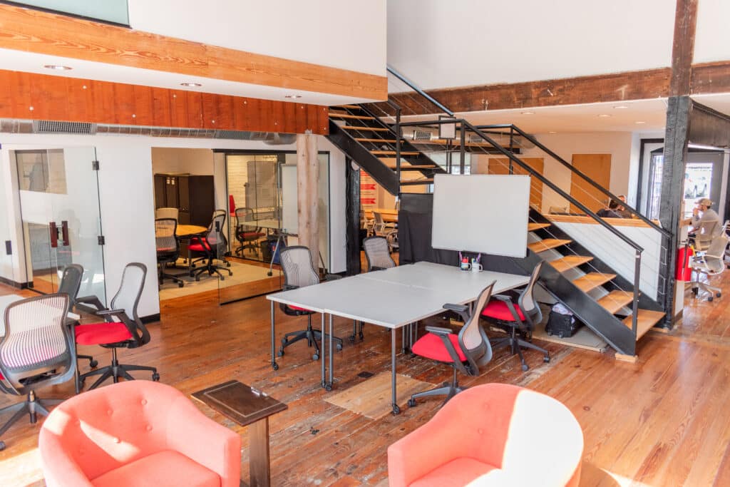 The Entrepreneurship Clinic space in the Raleigh Founded Warehouse location