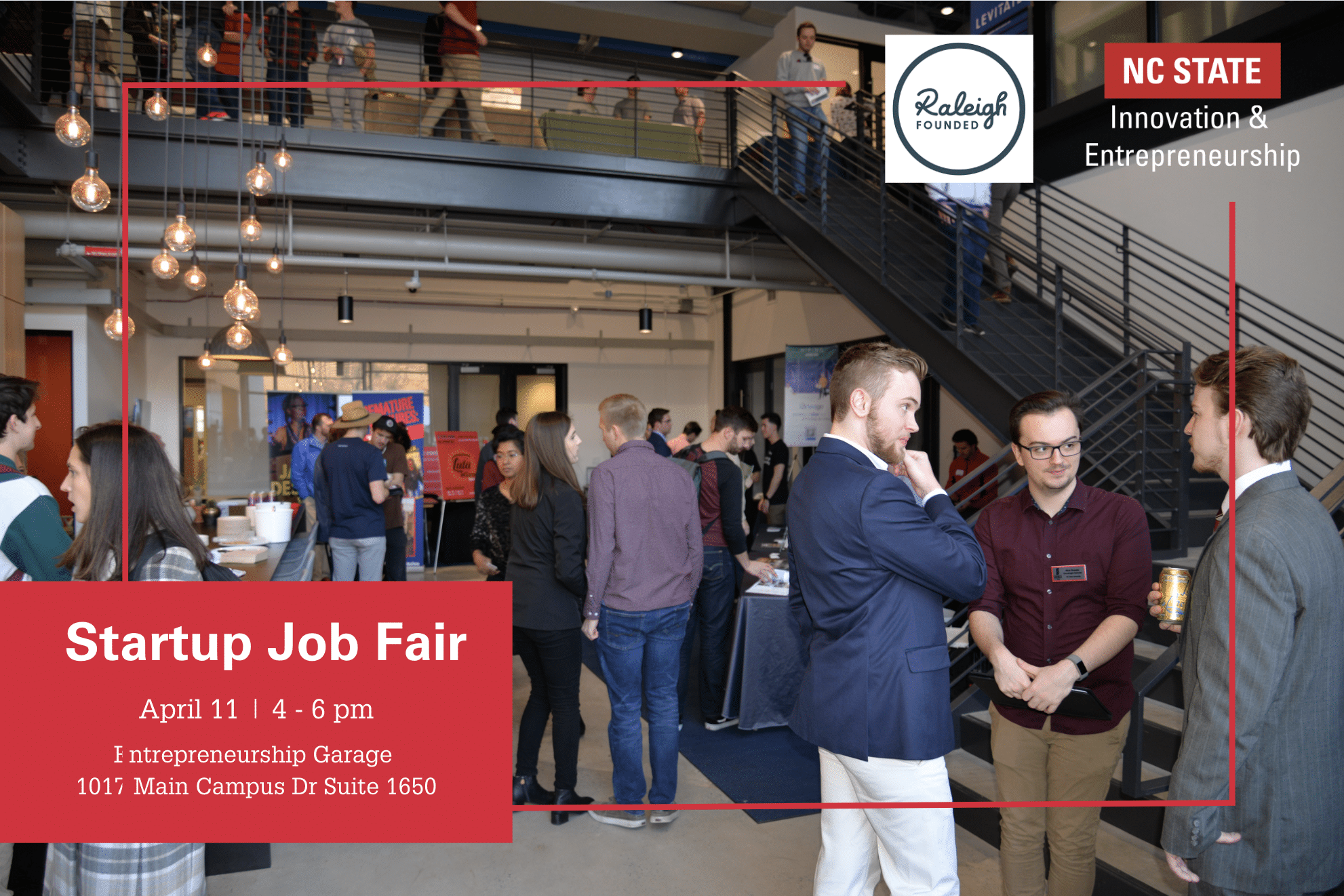 Startup job fair with Raleigh Founded advertisement